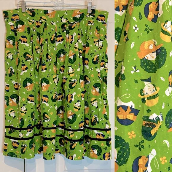 Banned Apparel Dancing Days Green 20s Flapper Ladies Full Retro Skirt 2XL - Picture 1 of 10
